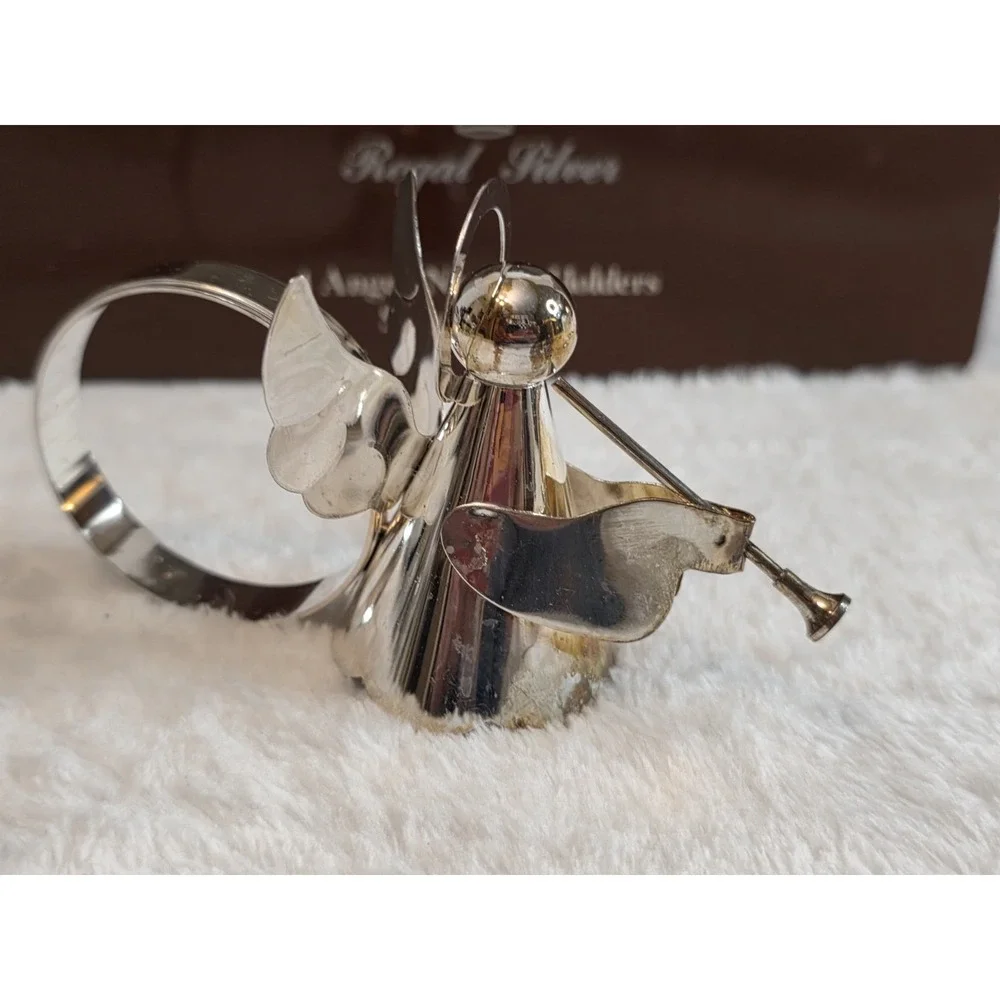 Set Of 4 Vintage Regal Silver Angel Napkin Holders‎ Rings Silver-Plated 1985